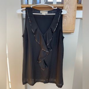 Michael Kors Black Sleeveless Ruffle Blouse Size 12